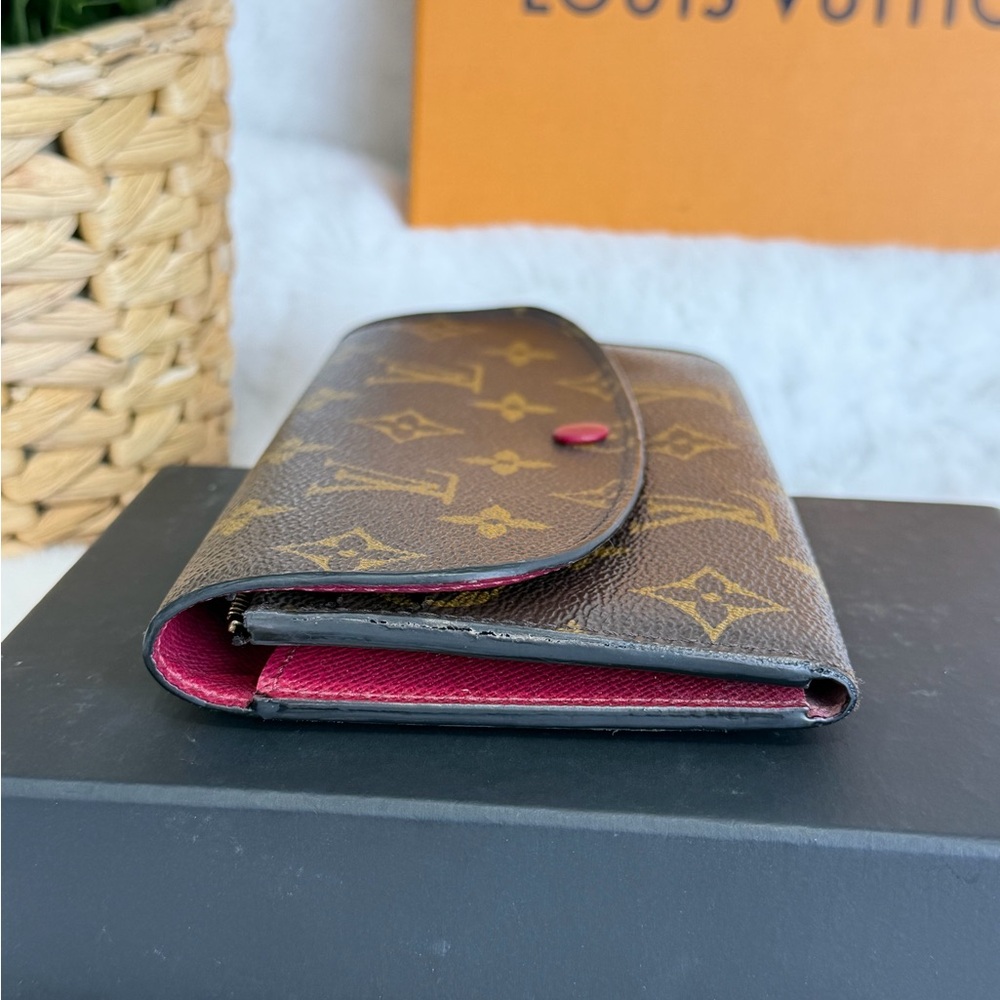 Authentic Louis Vuitton LV Monogram Emilie Wallet Pink Crossbody Chains w/ COA - Picture 6 of 11